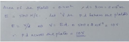 A capacitor consists of two parallel conducting plates, each of area 0.4 m2 and separated-example-1