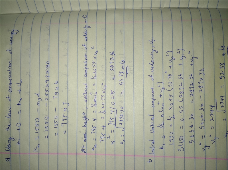 A 0.55 kg projectile is launched from the edge of a cliff with an initial kinetic-example-1