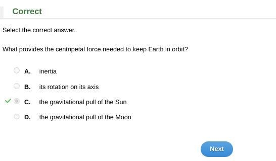 What provides the centripetal force for the moon's orbit around Earth?​-example-1