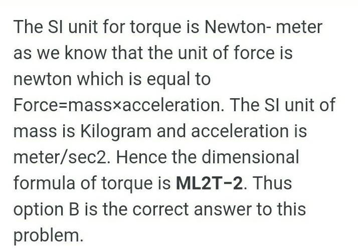 What is the dimensional formula of force and torque​-example-1