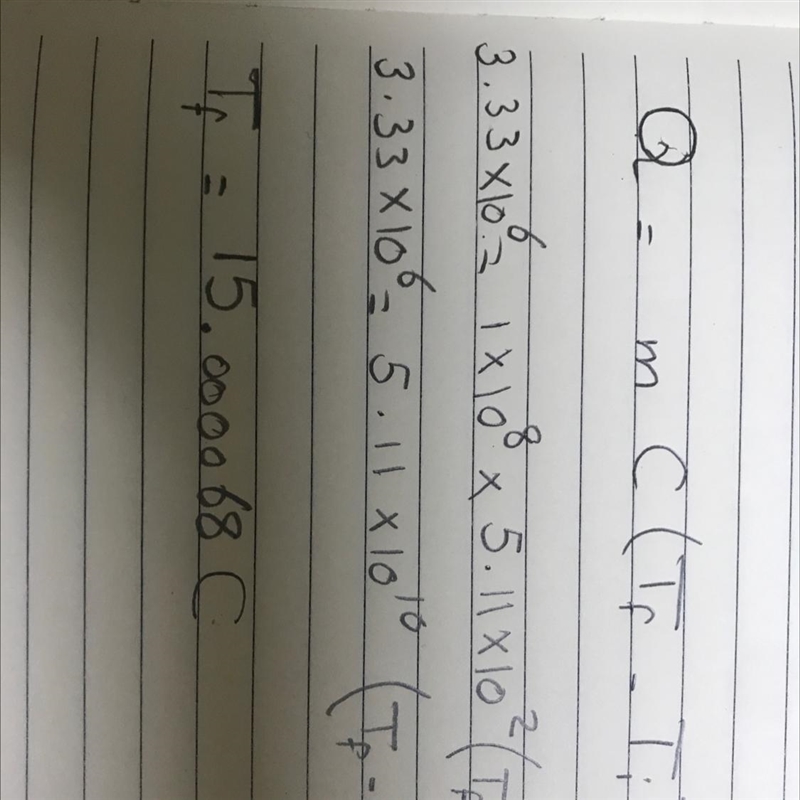 1.00 x 10^8 kg of clear liquid (specific heat capacity = 5.11 x 10^2 J/kg•°C) at a-example-1