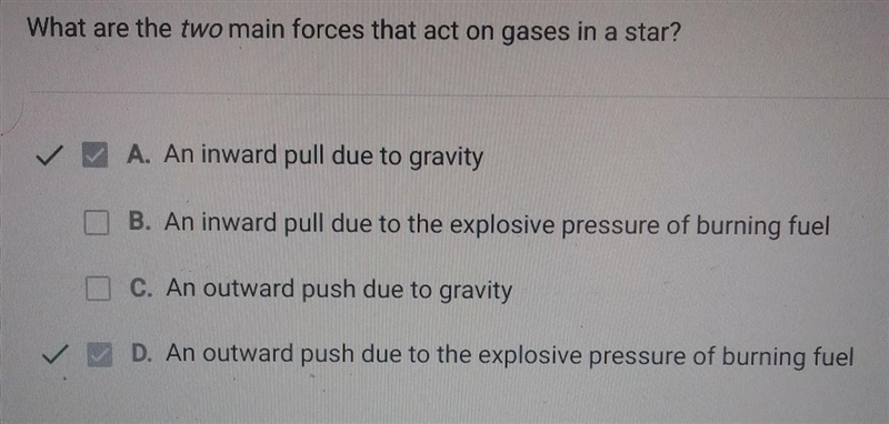 What are two main forces that act in gases in a star?-example-1