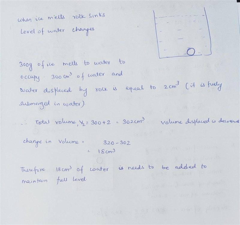 A 300-g chunk of ice (of density 0.900 g/cm3) is placed in a water bucket. A 20.0-g-example-2