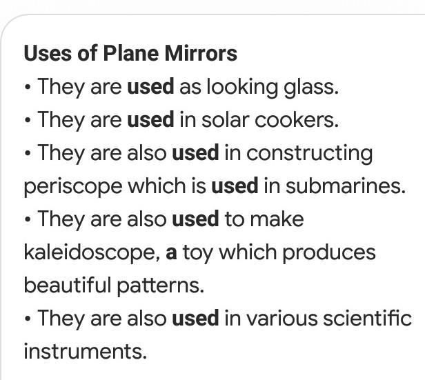 Write any two uses of plane mirrors?​-example-1