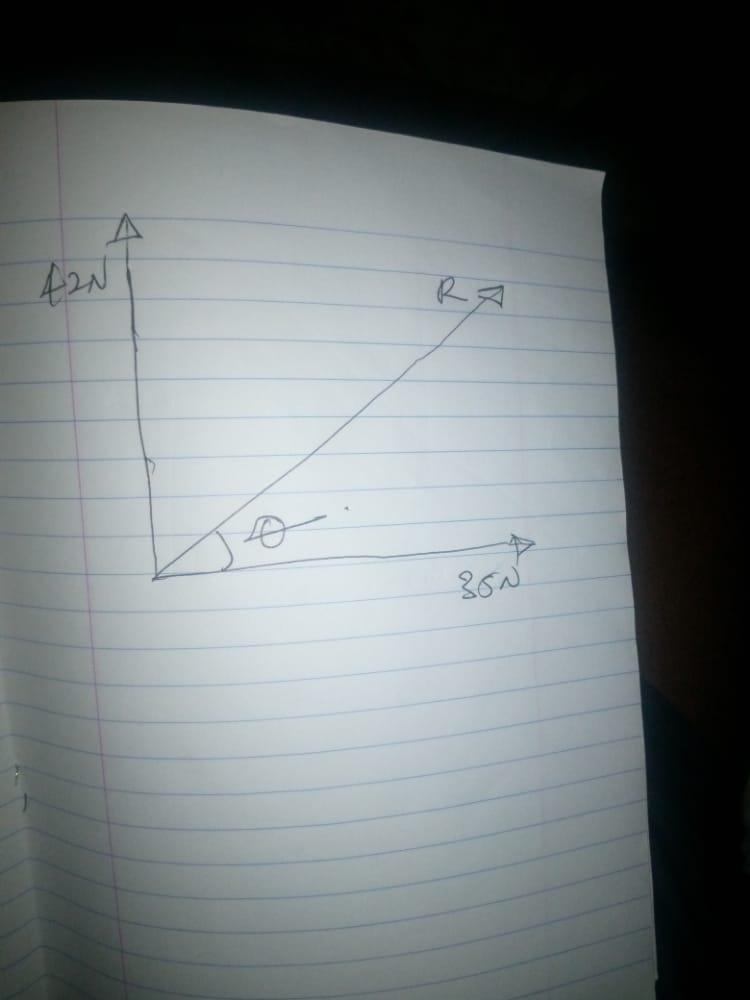 Find the magnitude and direction of the resultant force produced by a vertically upward-example-1