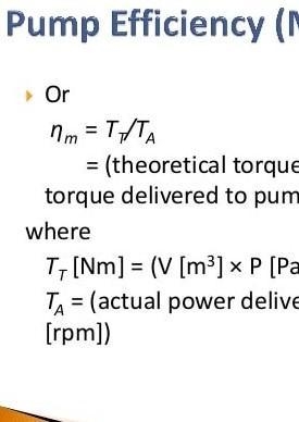 A hydraulic vane pump has a real flow of 20 liters per minute, a pressure of 230 bar-example-1