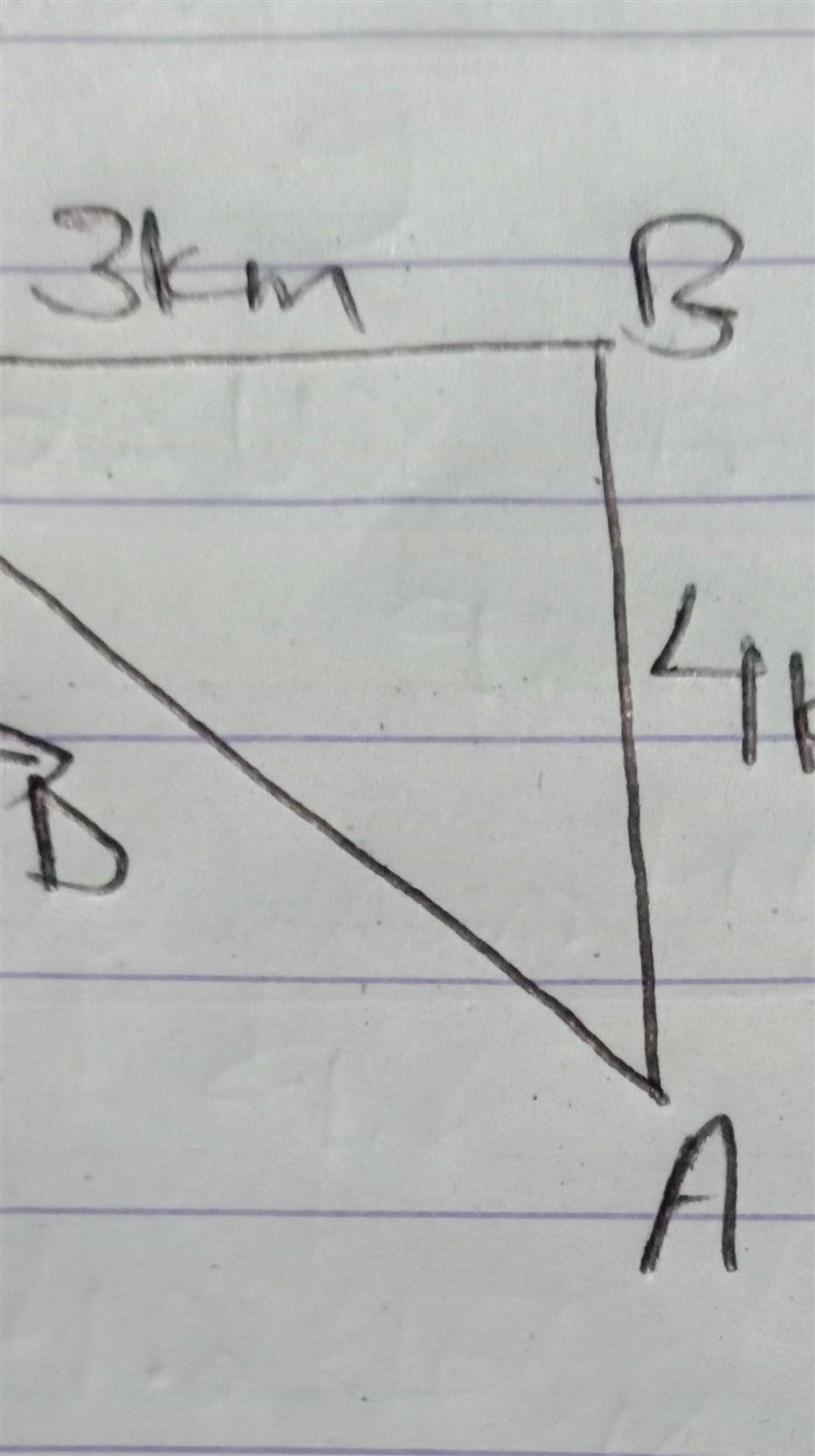 An object travels 4 km from A to B towards north and then 3 km from B to C towards-example-1