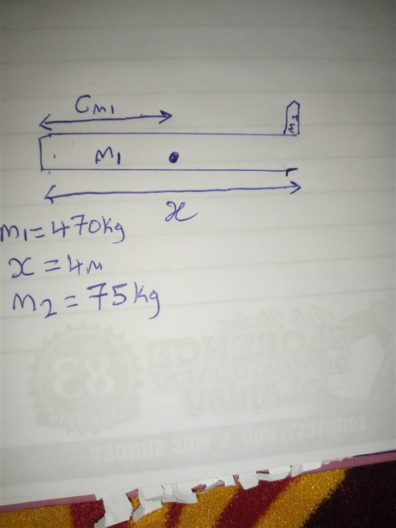 A 4.00-m-long, 470 kg steel beam extends horizontally from the point where it has-example-1