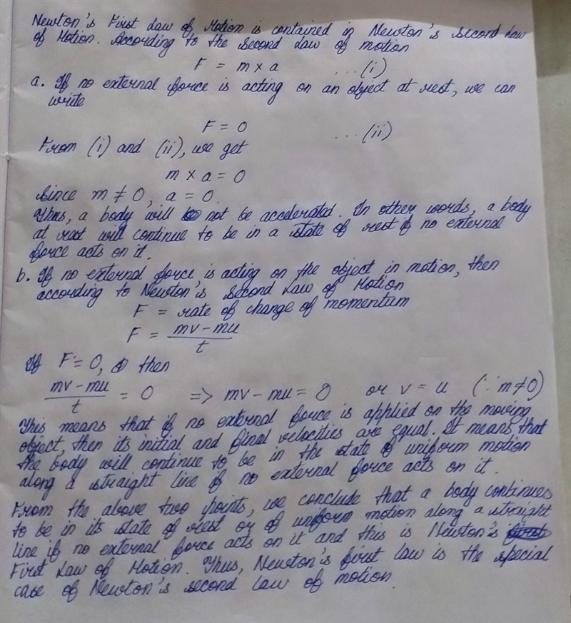 Show that Newton's first law is the special case of Newton's second law of motion-example-1