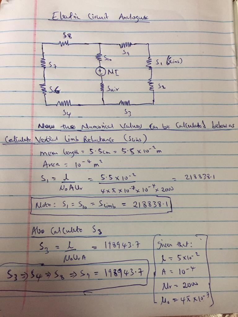 The magnetic circuit below is excited by a 100-turn coil wound over the central leg-example-1