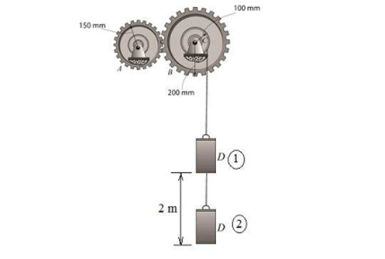 Determine the speed of the 50-kg cylinder after it has descended a distance of 2 m-example-1