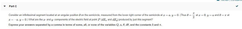 Integrate your expressions for dEx and dEy from θ=0 to θ=π. The results will be the-example-2