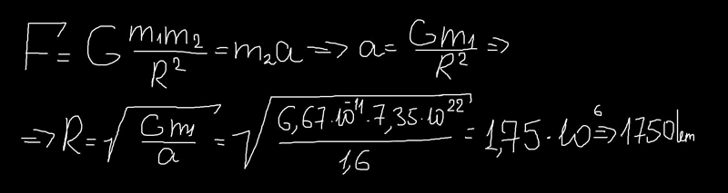 the earth's moon has a gravitational field strength of about 1.6 n/kg near its surface-example-1