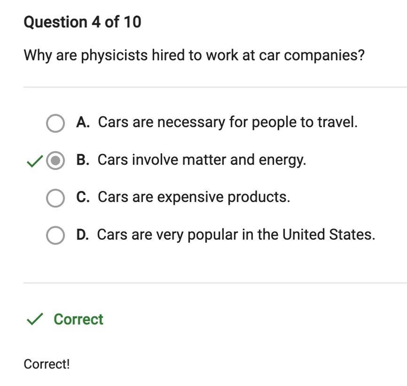 Why are physicists hired to work at car companies? A. Cars are expensive products-example-1