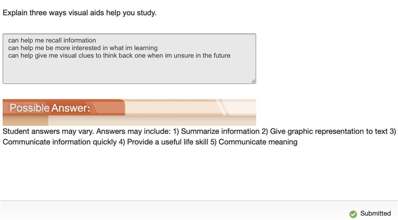 Explain three ways visual aids help you study-example-1