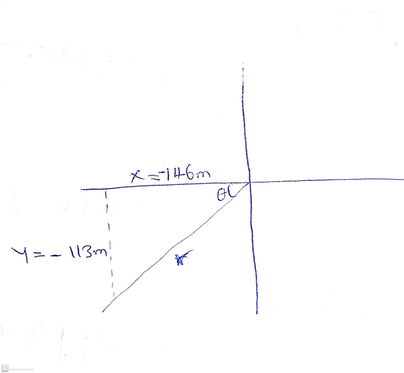 The x vector component of a displacement vector has a magnitude of 146 m and points-example-1