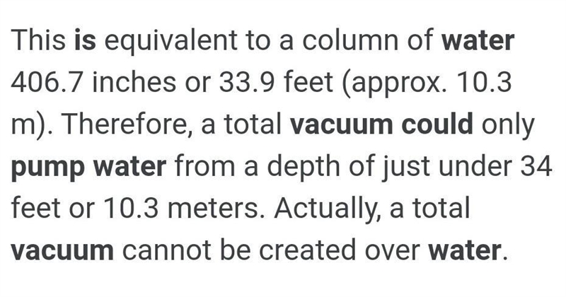 How high can water be theoretically lifted by a vacuum pump at sea level? A) less-example-1