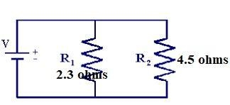 Two resistors with resistance values of 4.5 Ω and 2.3 Ω are connected in series or-example-1