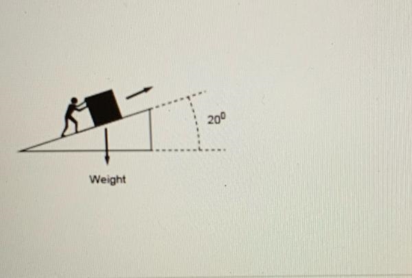 In the image below, a worker is pushing a crate with a mass of 25 kg up a ramp at-example-1