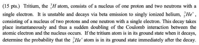 Tritium, the 3H atom, consists of a nucleus of one proton and two neutrons with a-example-1