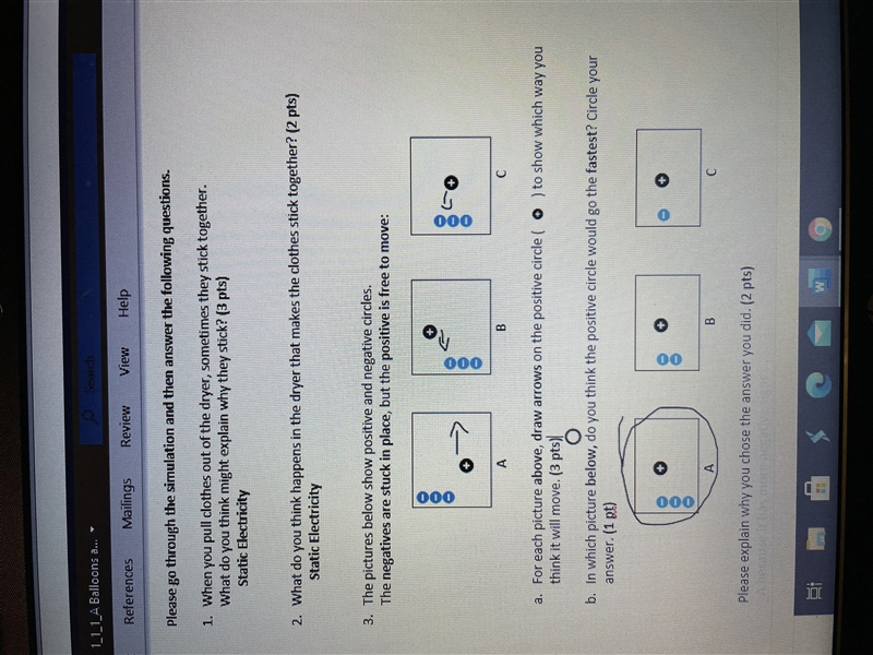 HELP PLEASE Balloons and static electricity Answer the following questions:-example-1