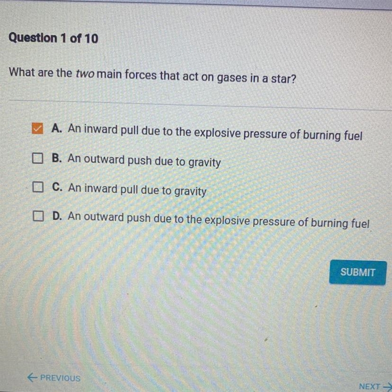 What are two main forces that act in gases in a star?-example-1