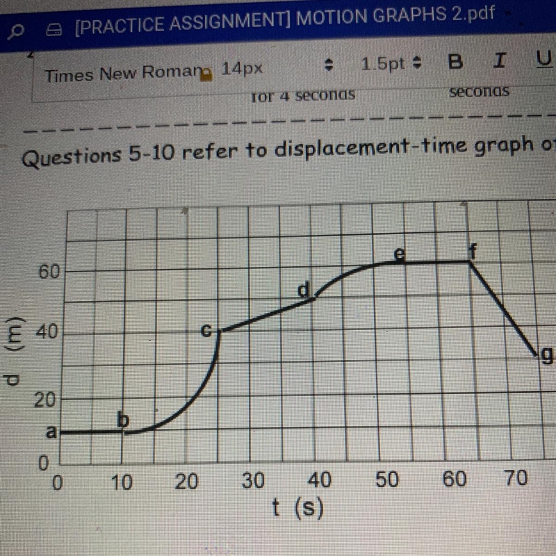 What is the velocity of the cart in these sections? a-b c-d e-f f-g-example-1