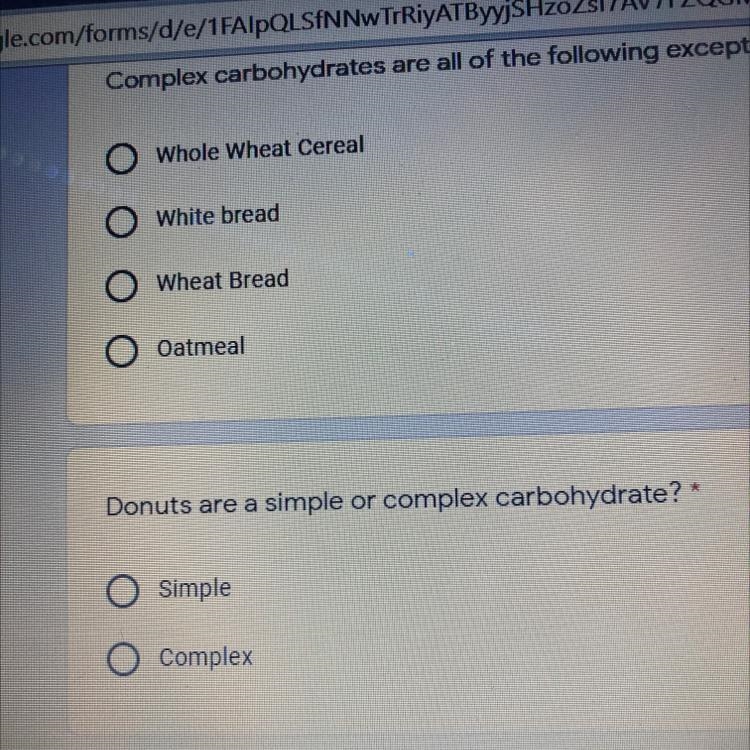 Donuts are a simple or complex carbohydrate? * Ok-example-1