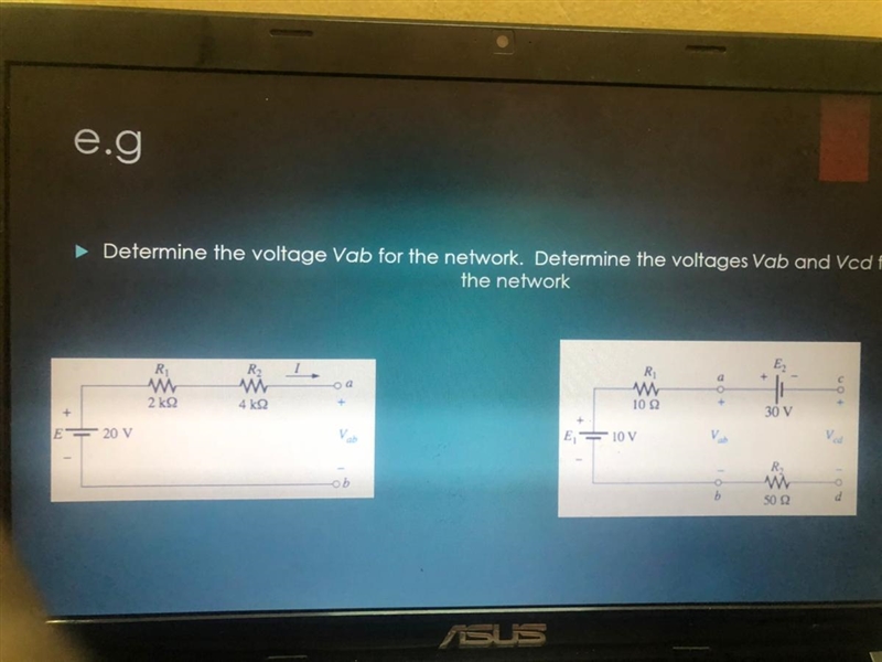 Determine the voltage Vab for the first circuit and also determine the voltages Vab-example-1