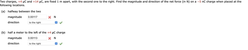 Two charges, +4 µC and +14 µC, are fixed 1 m apart, with the second one to the right-example-1