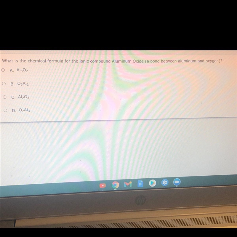 What is the chemical formula for the iconic compound aluminum oxide (a bond between-example-1