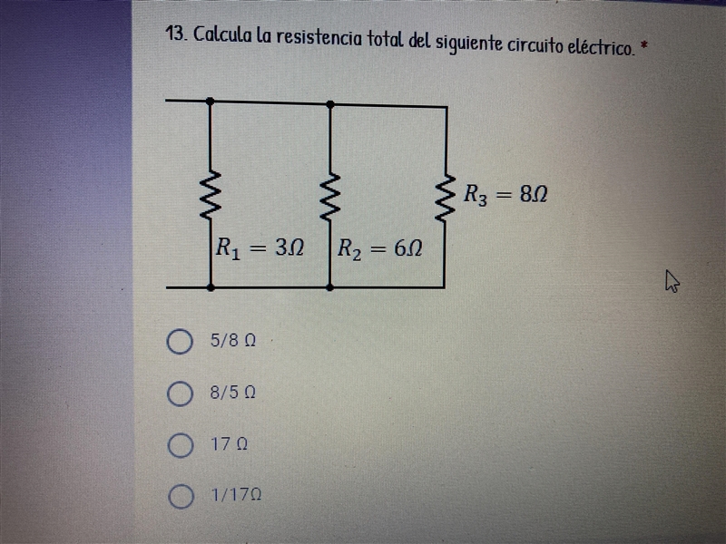 Ayudaaa :( Calcula la resistencia total del siguiente circuito eléctrico.-example-1