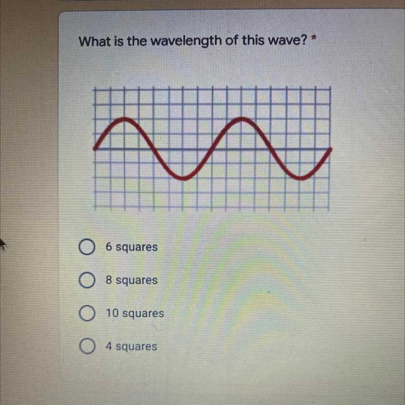 What is the wavelength of this wave? * n 6 squares 8 squares 10 squares 4 squares-example-1