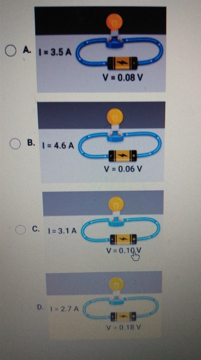 Which circuit would have the most electrical power? ​-example-1