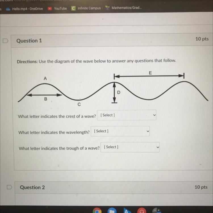 ANSWER FAST PLSSSSSS Use this diagram of the wave below to answer any questions that-example-1