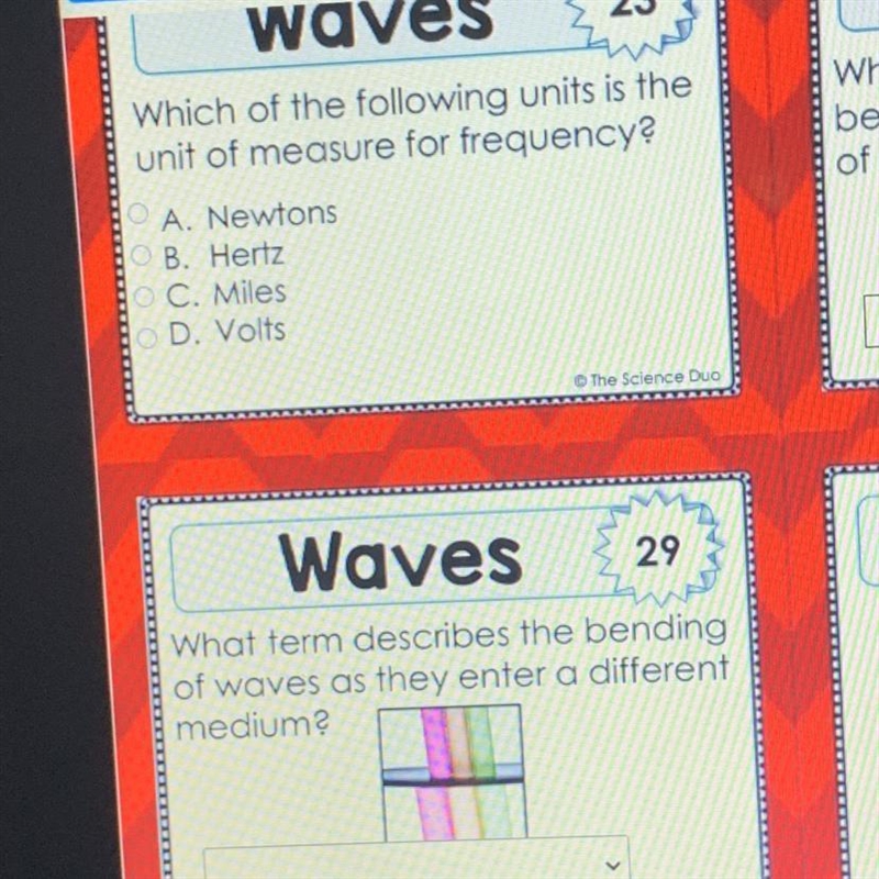 Please help 23 also 29 the answer choices are reflection or refraction your fraction-example-1