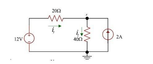 Find the current through a 20ohm resistance, and current through a 40ohm resistance-example-1