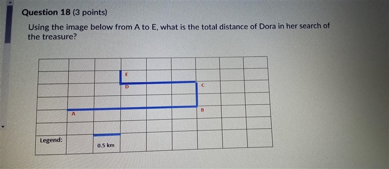 Worth 20 points please help Using the image below from A to E, what is the total distance-example-1