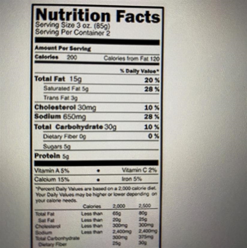 How much protein would be consumed with a 3-ounce serving of this food? A. 0g B. 5g-example-1