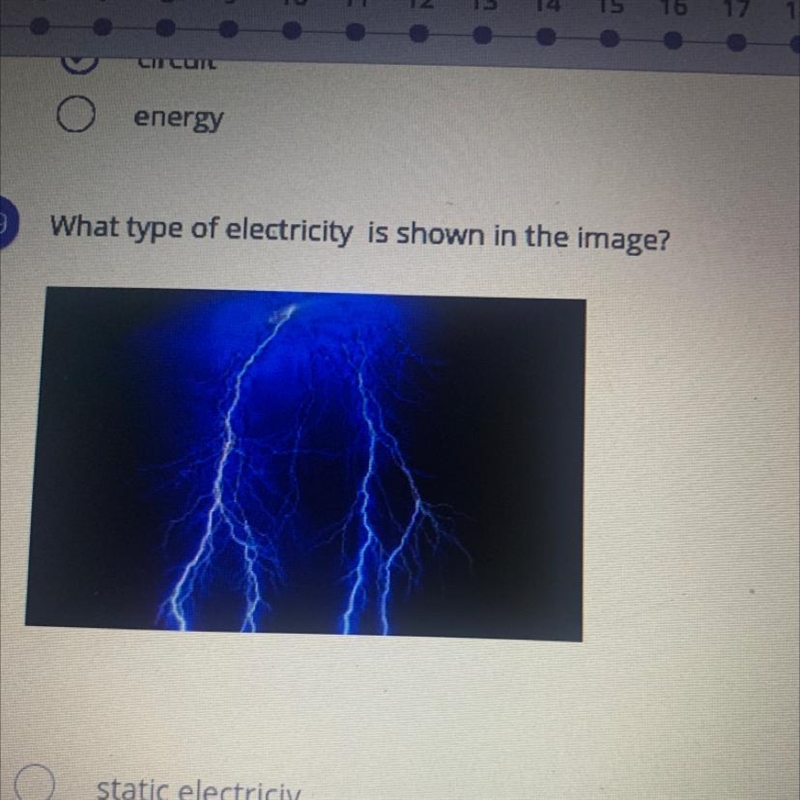 What type of electricity is shown in the image? static electricity current electricity-example-1