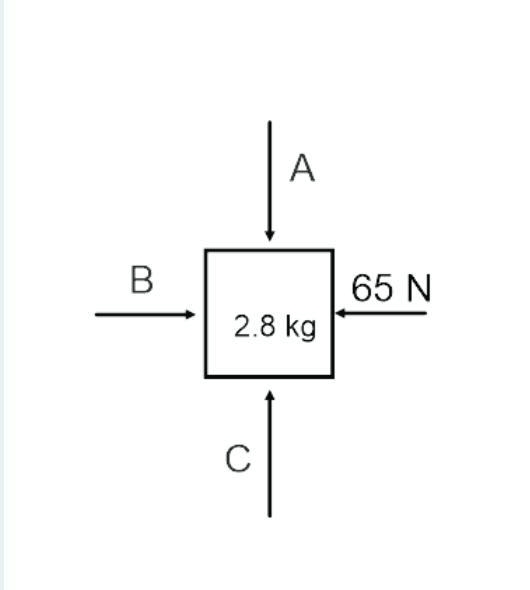 HELPPPP if this object is accelerating to the right at 2.5 m/s2, arrow C 7.0 N 65 N-example-1