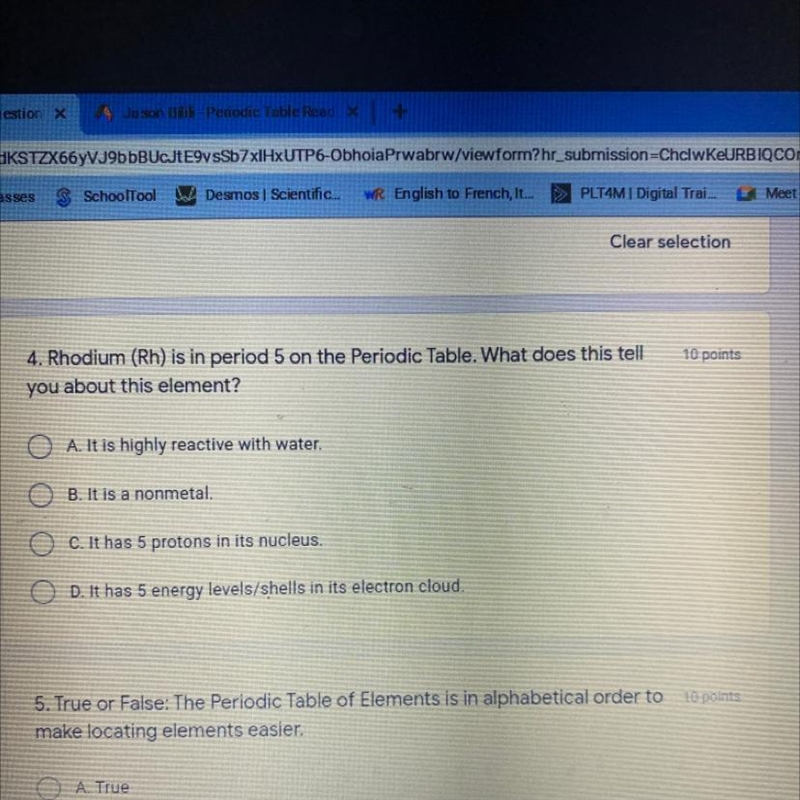 Rhodium is in period 5 of the periodic table. What does this tell you about this element-example-1