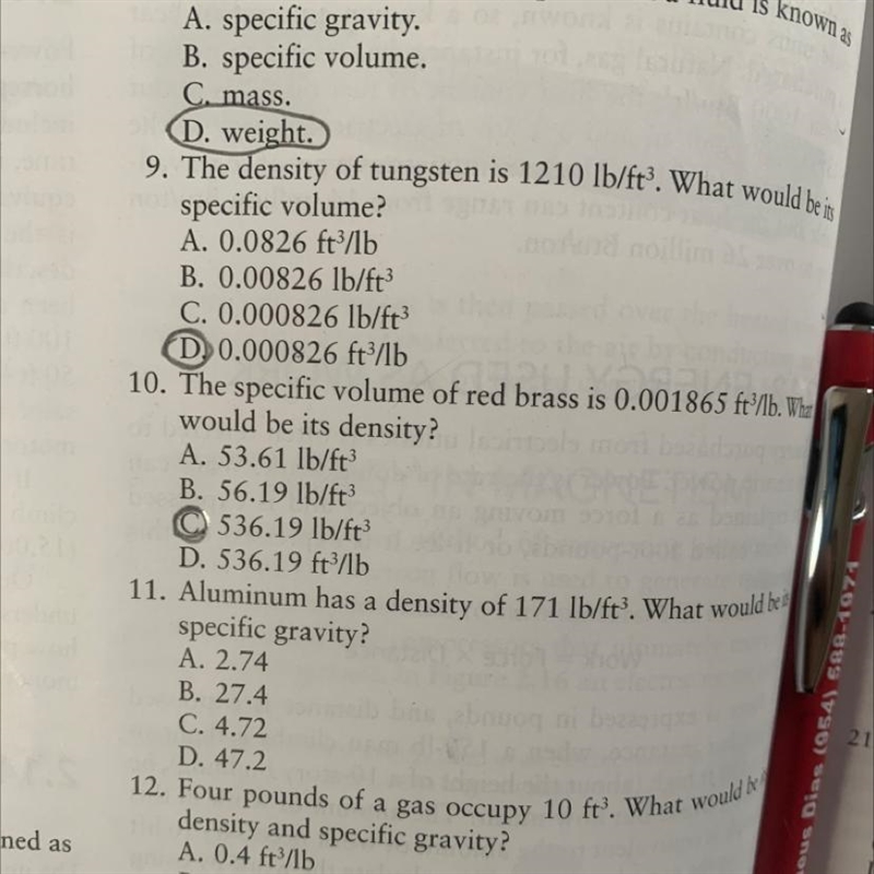 Aluminum has a density of 171 lb/ft3.what would be it’s specific-example-1