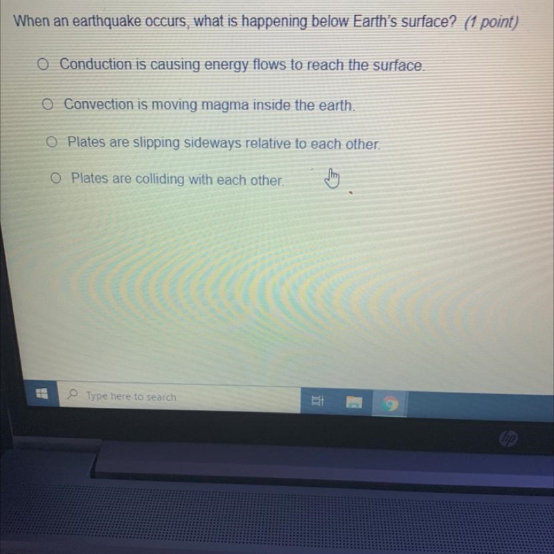 When an earthquake occurs what is happening below earth surface-example-1