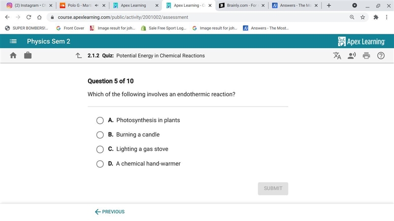 Which of the following involves an endothermic reaction-example-1