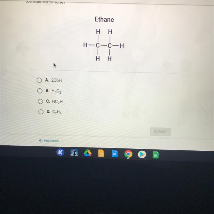 The diagram shows the molecular structure of ethane. What is the chemical formula-example-1