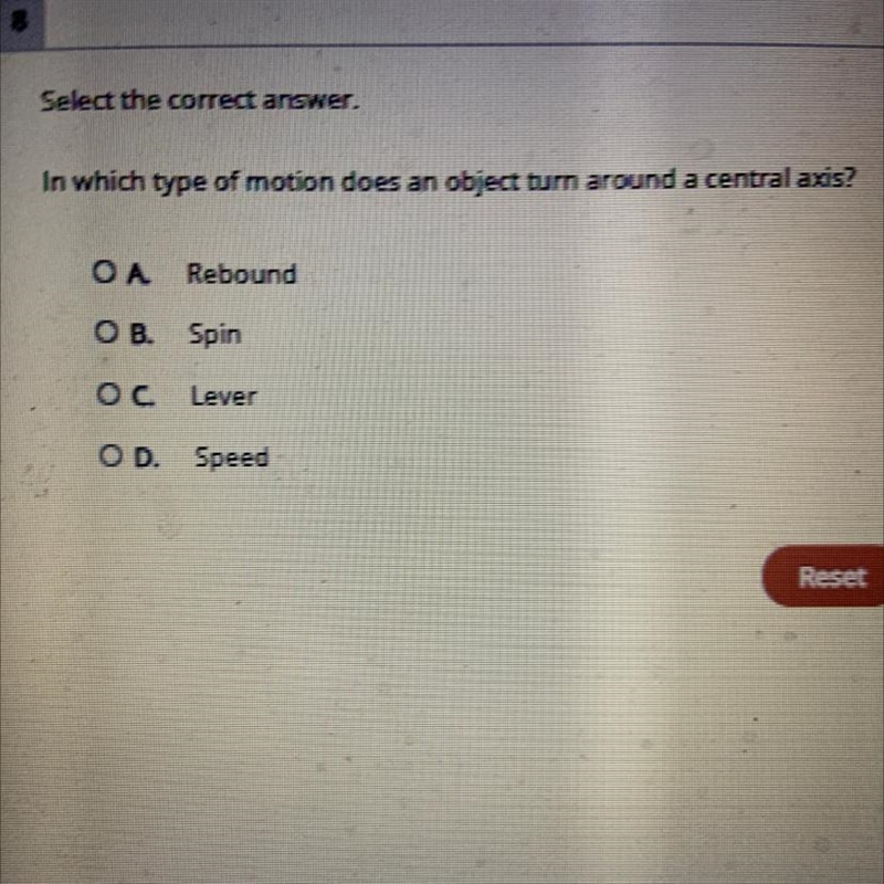 Select the correct answer. In which type of motion does an object turn around a central-example-1