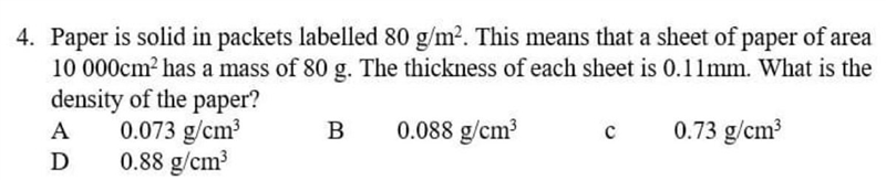 4. Paper is solid in packets labelled 80 g/m2. This means that a sheet of paper of-example-1