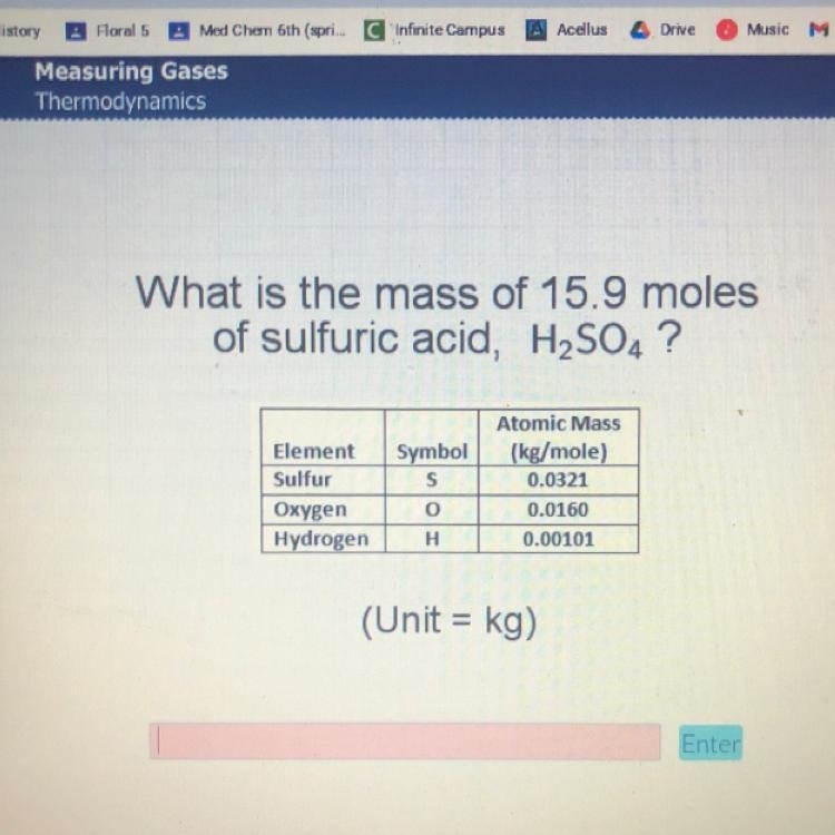 What is the mass of 15.9 miles of sulfuric acid?-example-1