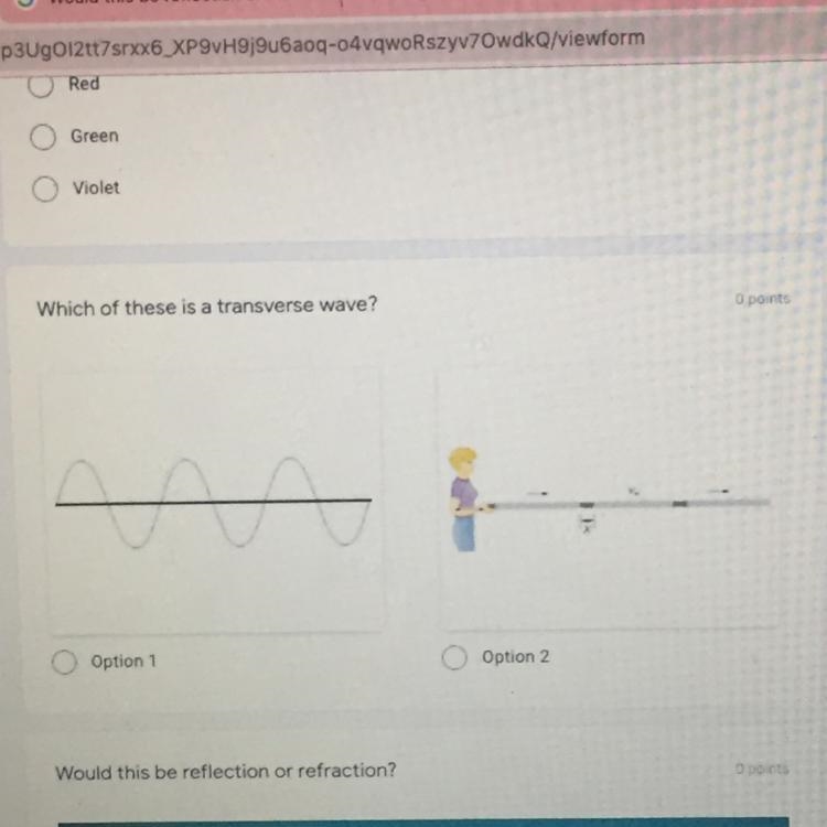 Which of these is a transverse wave? Help pls-example-1